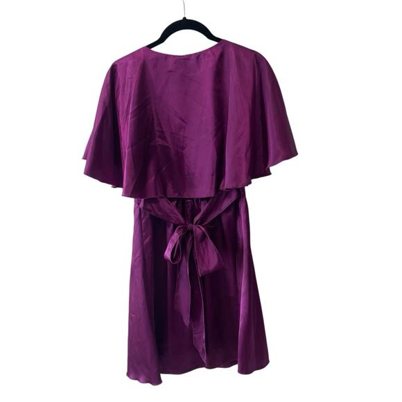 Sequin Hearts Short Sleeve Cape Detail Front Jeweled A Line Dress Purple Size M - Picture 5 of 9